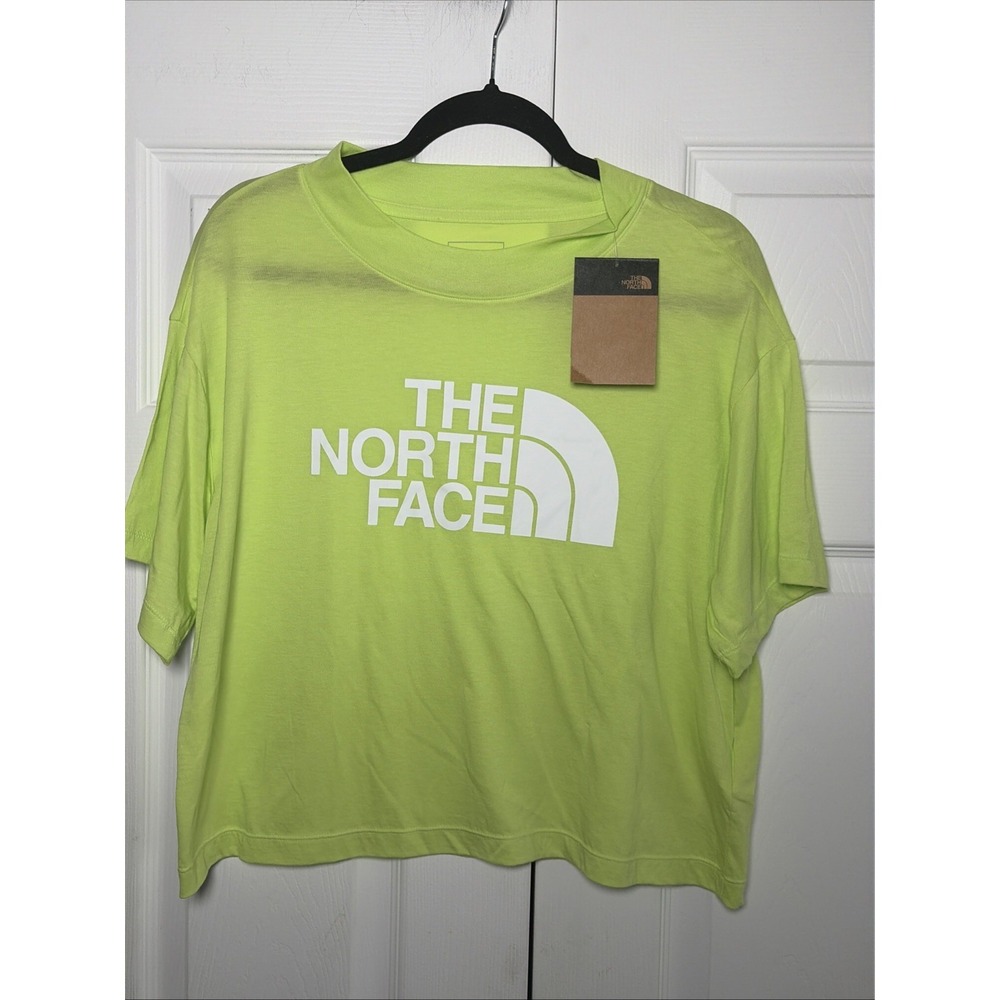The North Face Half Dome Crop Tee Womens Size L Sharp Green Logo Cotton New